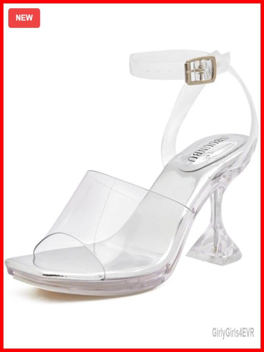 Clear Strappy Kitten High Heels Ankle Strap Buckle Platform Sandals for Women